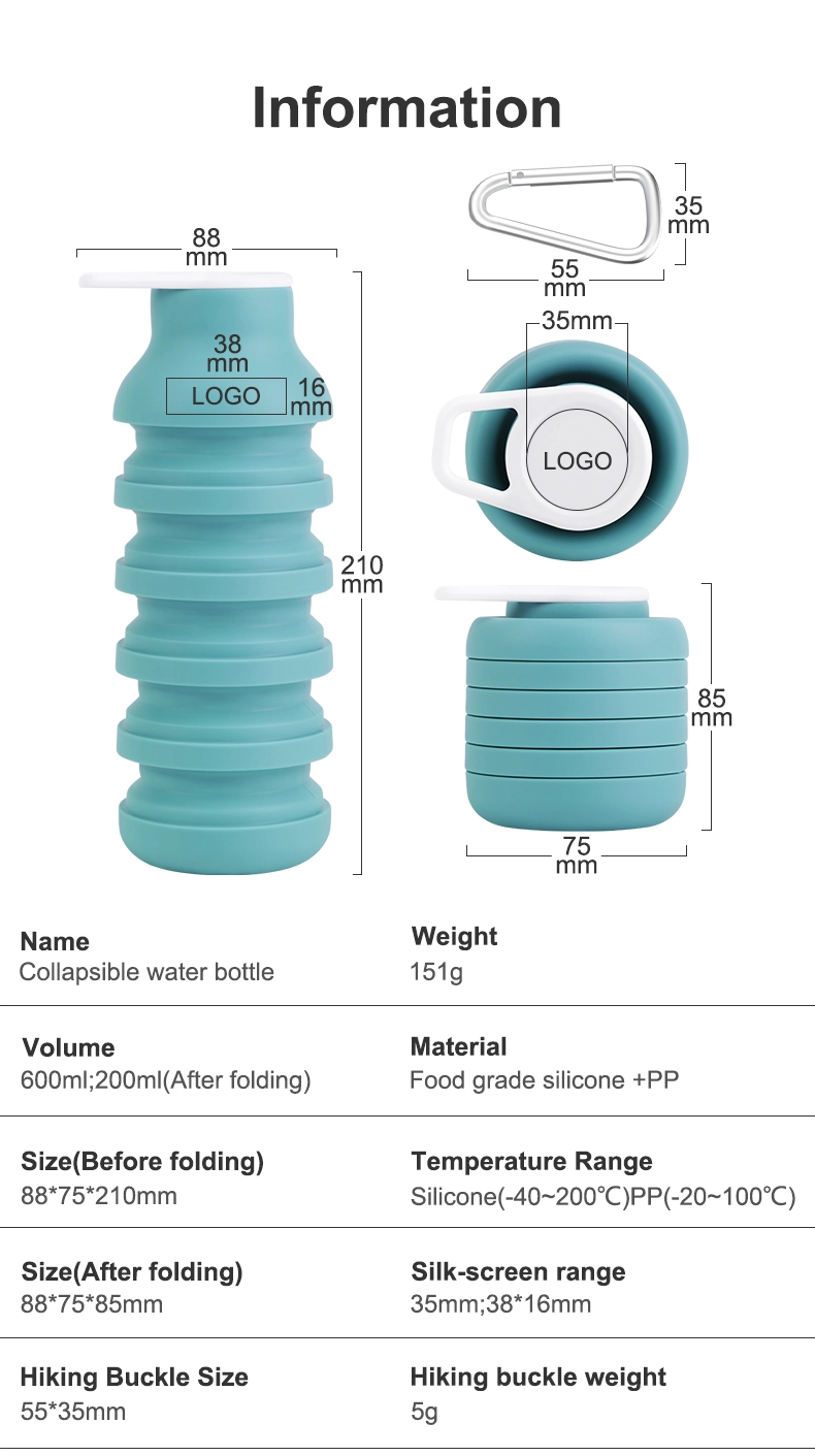 Collapsible Silicone Water Bottle 