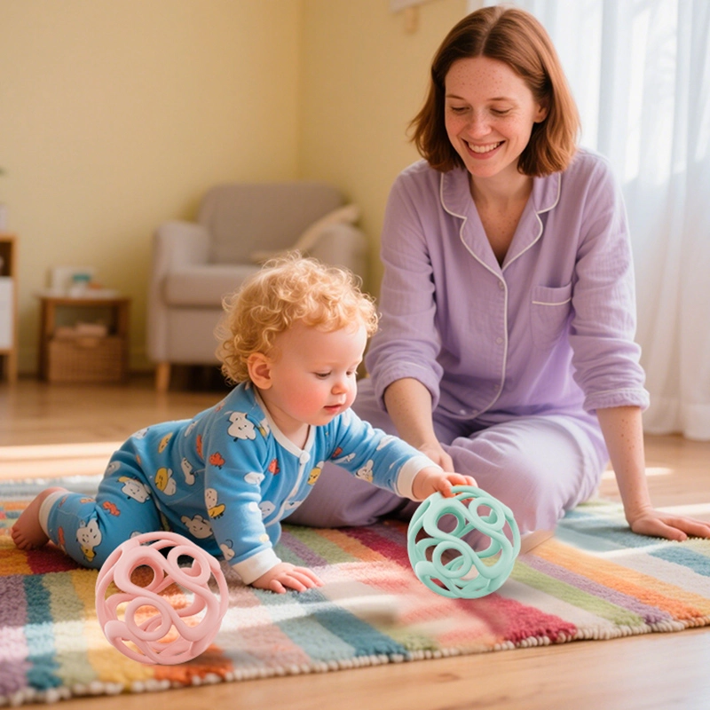 Hollow-out Soft Silicone Baby Grasp Ball 