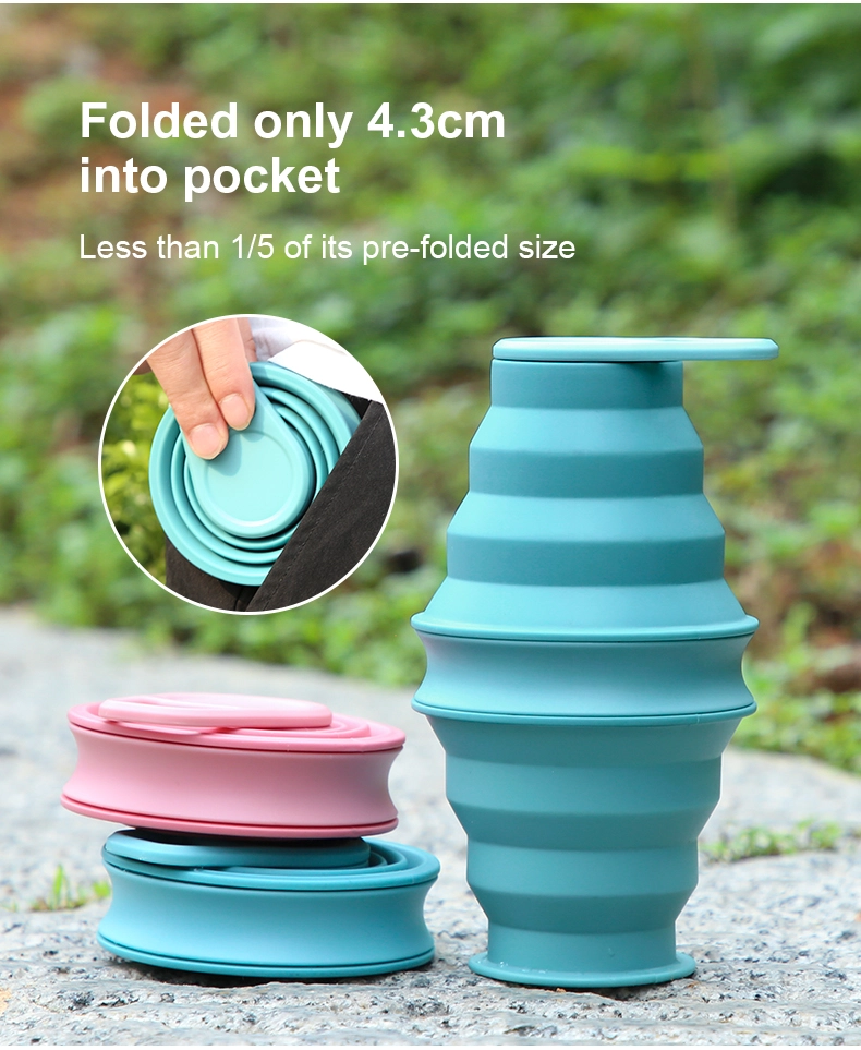 500ml Double-Layer Silicone Foldable Water Bottle