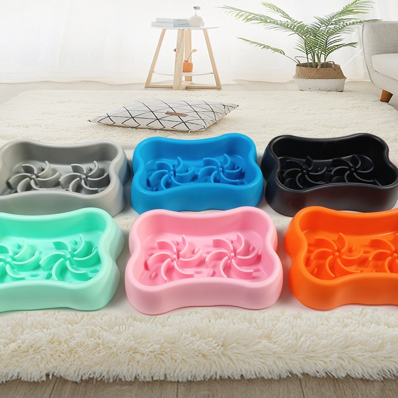 bone shape slow feeder pet bowl
