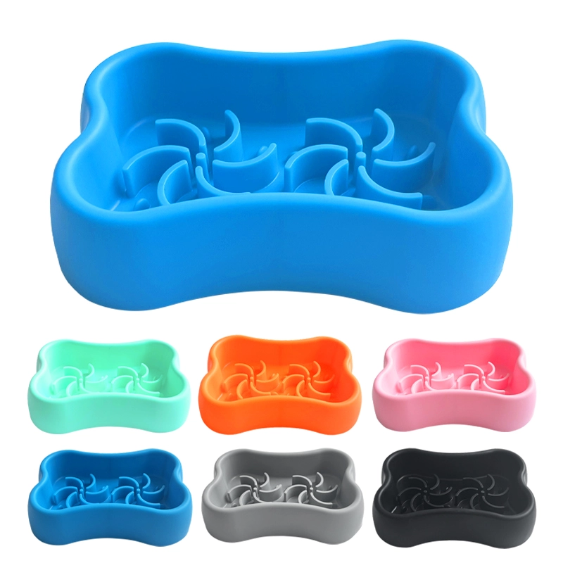 bone shape slow feeder pet bowl