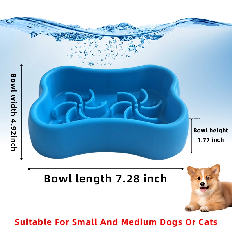 bone shape slow feeder pet bowl