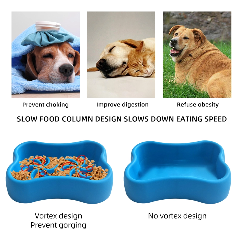 bone shape slow feeder pet bowl