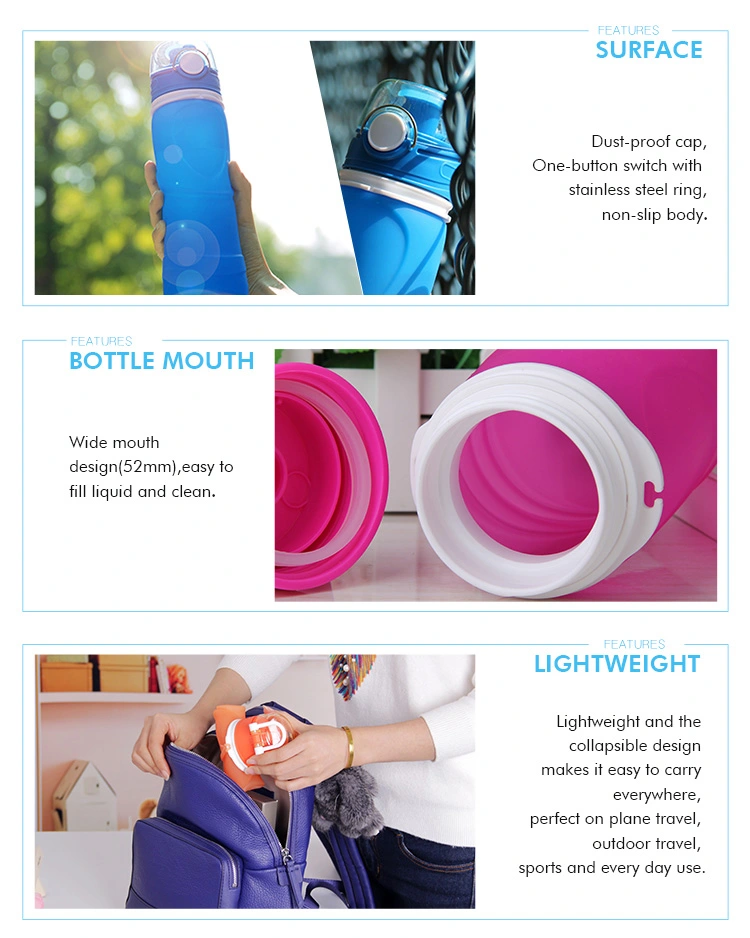 750ml Silicone Foldable Outdoor Sports Bottle