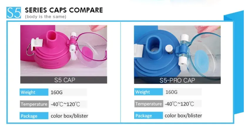 foldable silicone sports water bottle details