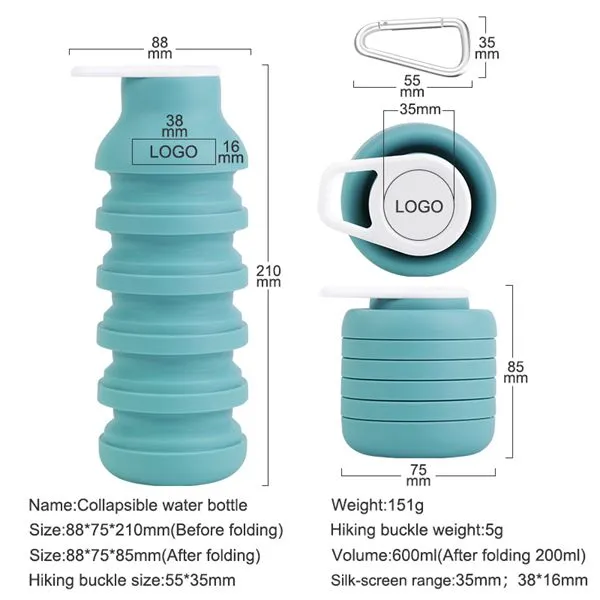 collapsible silicone water bottle size