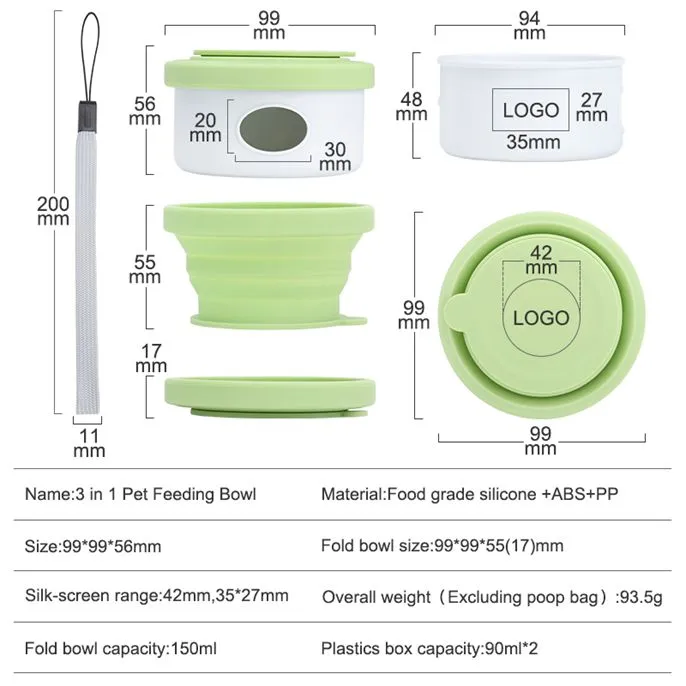 Portable Pet Feeding Bowls size Portable Pet Feeding Bowls size