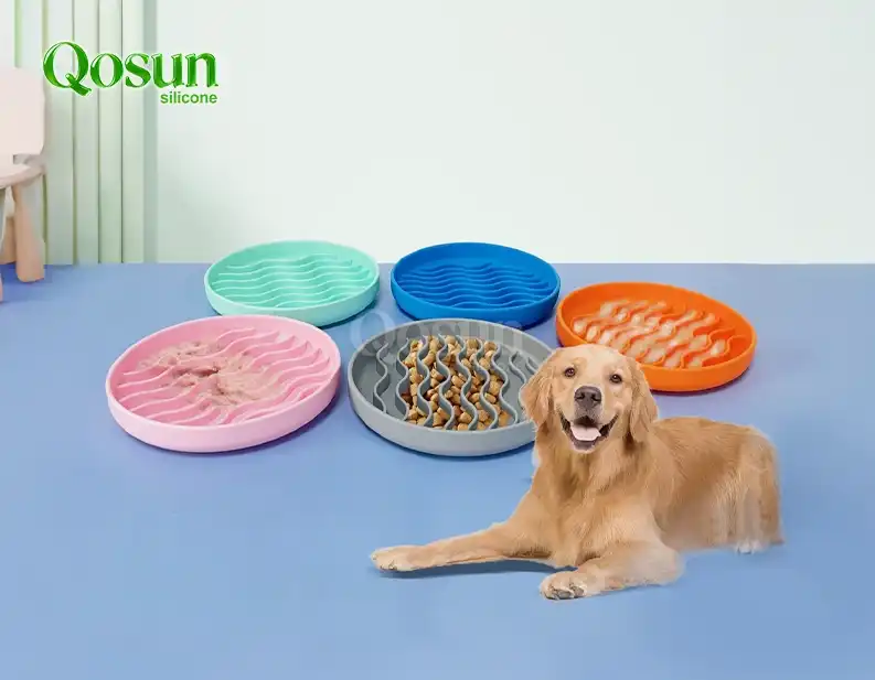 Round Silicone Pet Slow Feeder Bowl 
