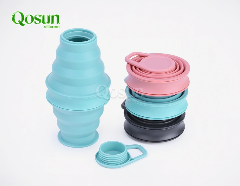 Botella de auga plegable de silicona de dobre capa de 500 ml