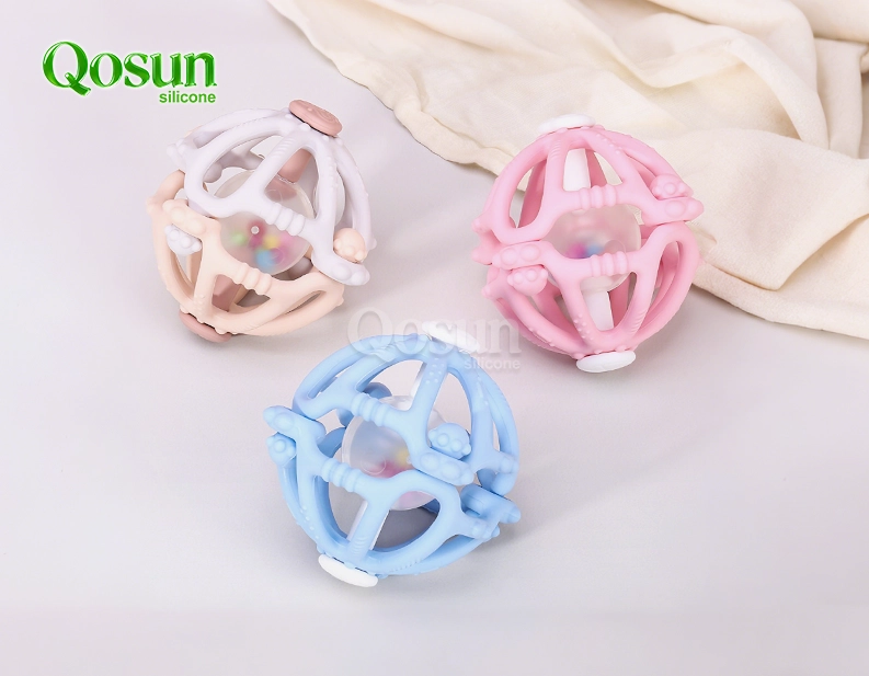 Mordedor de sonallo para bebés de silicona 3D