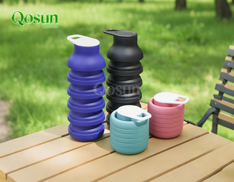 Botella de auga plegable de silicona de 600 ml